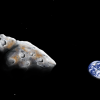 Artist impression of a close flyby of the metal-rich near-Earth asteroid 1986 DA. 