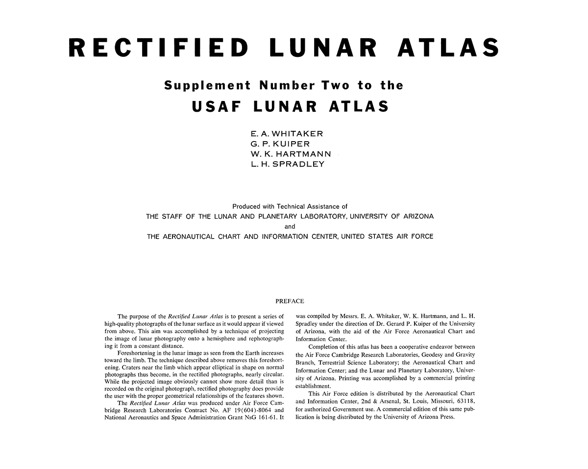 Rectified Lunar Atlas Lunar And Planetary Laboratory And Department Of Planetary Sciences The