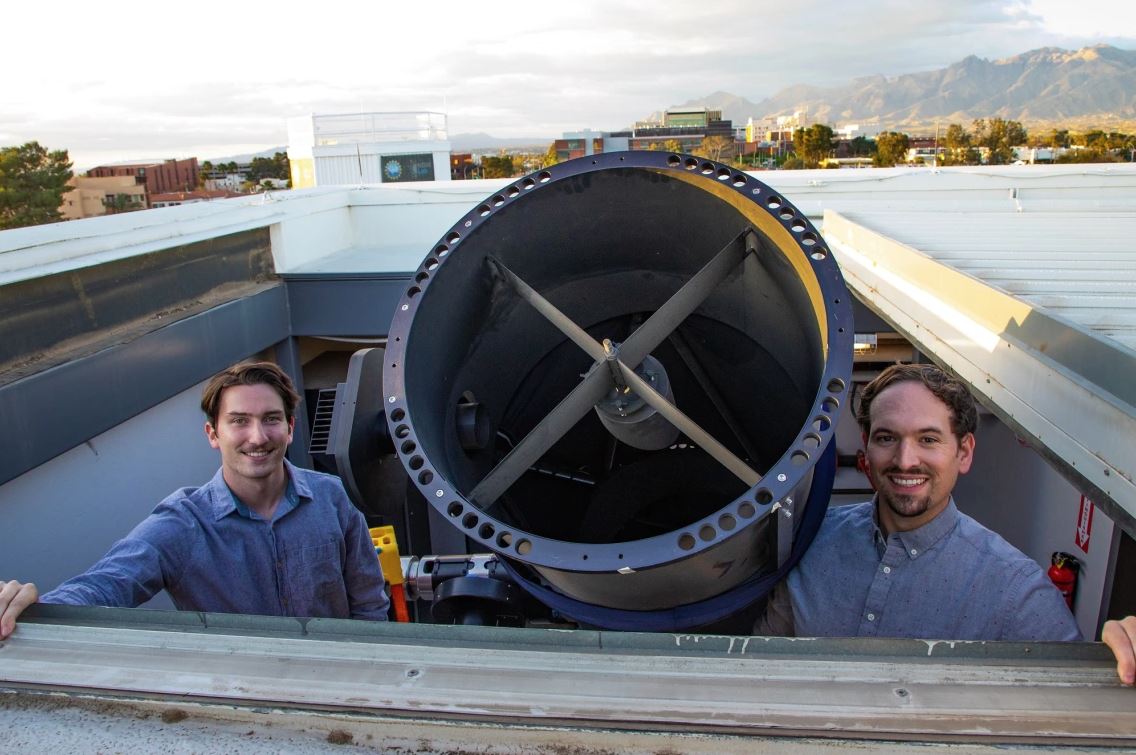 David Cantillo and Adam Battle with RAPTOR-1 telescope