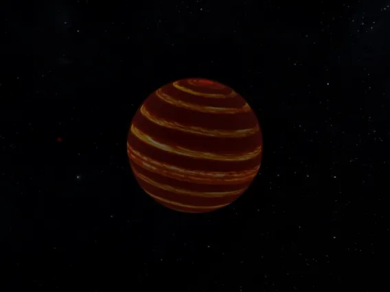 Astronomers have found that brown dwarf Luhman 16B's atmosphere is dominated by high-speed, global winds. This global circulation determines how clouds are distributed in the brown dwarf's atmosphere, giving it a striped appearance.