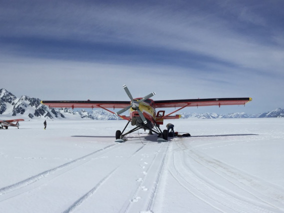 Airplane on snow runway