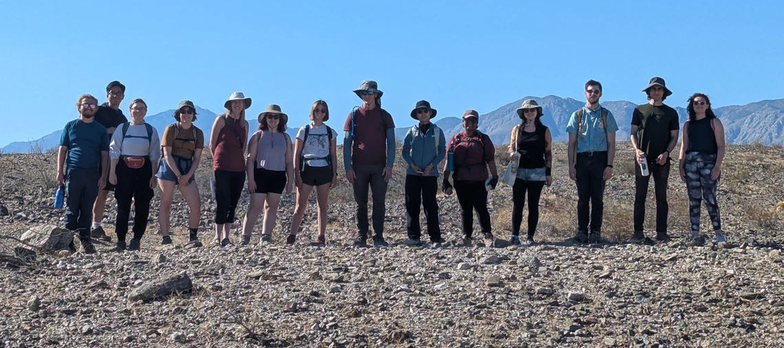 Field trip group standing on rocky terrain