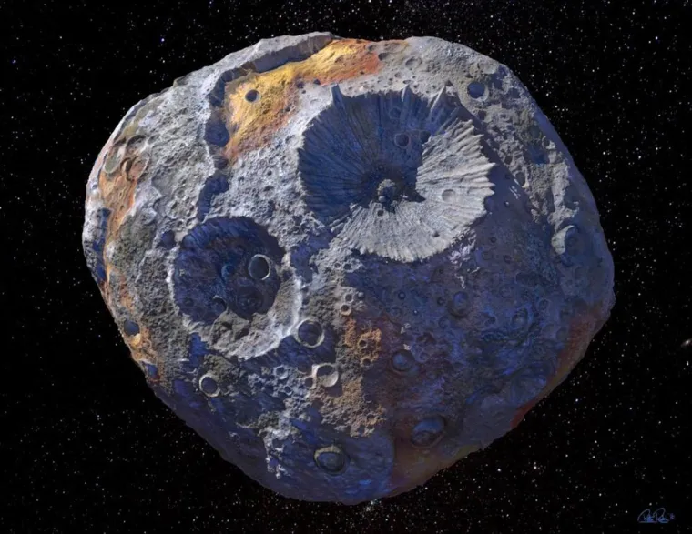 An artist’s concept of asteroid 16 Psyche.