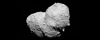 Asteroid Itokawa as seen by the Hayabusa spacecraft. The peanut-shaped S-type asteroid measures approximately 1,100 feet in diameter and completes one rotation every 12 hours.