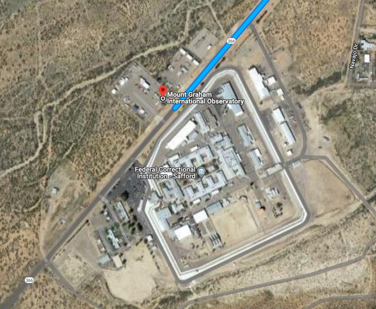 Mount Graham International Observatory Satellite view